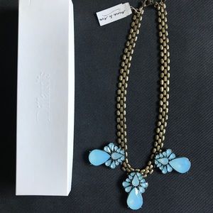 Anna & Ava Light Blue &Gold Statement Necklace NWT